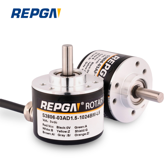 REPGN S3806 6mm Solid Rotary Incremental Shaft Encoder with 10000 PPR Resolution IP54/IP65 Protection