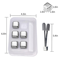 Accessoires de bar, pierres réfrigérantes, lot de 4/6/8, acier inoxydable, cubes de glace réutilisables pour boissons, pierres à whisky, pierres à boissons en métal