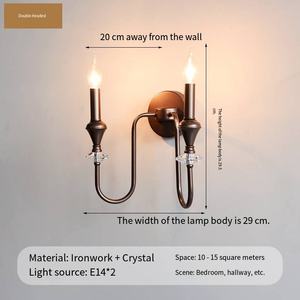 Applique murale moderne en cristal LED pour la <span class=keywords><strong>maison</strong></span>, lampe murale de chevet, applique murale en fer pour salle de bain, couloir, chambre à coucher, hôtel, applique murale pour la <span class=keywords><strong>maison</strong></span> - Product Image 5