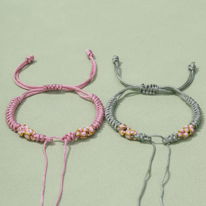 Bracelet tissé à la main avec nœud en fleur de pêcher, réglable, à perles, accessoire de bijoux à faire soi-même, cadeau pour amis et couples - Product Image 4