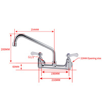 Robinet de cuisine commercial à double poignée en acier inoxydable 304 et laiton, mitigeur froid/chaud pour évier de cuisine, robinet de lavabo à montage sur plan