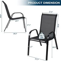 Chaise empilable démontable en métal FC1064K KD, style moderne et épuré, pour mobilier d'extérieur, jardin, patio, balcon, loisirs
