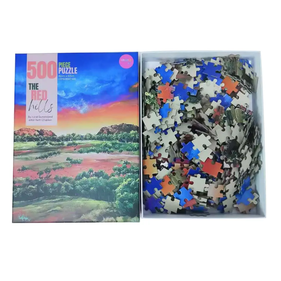 Grosir teka-teki jigsaw kertas daur ulang puzzle cetak khusus en bois 500 teka-teki jigsaw untuk dewasa