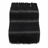 Extensions de cheveux humains tissées à la machine, lisses, double épaisseur, pour perruques, pointes pleines, vente en gros d'usine