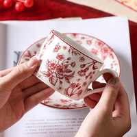 Juego de taza y platillo de cerámica de alta gama, exquisita caja de regalo de boda, recuerdo de lujo para damas de honor, regalo para recién casados