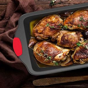 9pcs Aluminum Non-Stick Carbon Steel <b>Baking</b> Pans & <b>Cooling</b> <b>Rack</b> with Silicone Handle Oven Safe Set for Food Commercial Buyers - Product Image 5