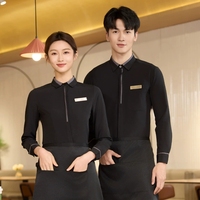 Vêtement de travail pour serveur de restaurant d'hôtel, restauration, cuisine, bar, personnel de service, chemise à manches longues boutonnée pour serveur et serveuse