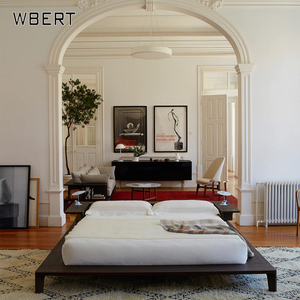 WBERT Lit sans tête de lit Lit en cuir minimaliste Chambre simple et moderne Petit bord plat sans dossier Lit en cuir en bois - Product Image 3