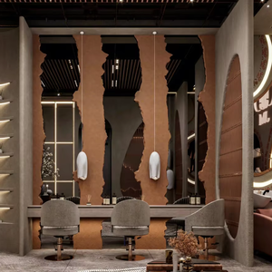 Design d'intérieur de salon de coiffure de luxe, mobilier de barbier sur mesure, aménagement moderne de salon de beauté avec vitrines - Product Image 1