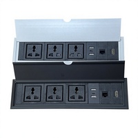 Prise de courant encastrée en alliage d'aluminium de haute qualité à 4 sorties avec USB + Type-C à charge rapide pour meubles, bureaux et salles de conférence