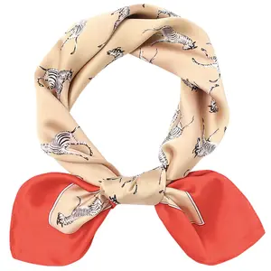 Foulard en satin de soie 70*70cm, imprimé animal, foulard d'été pour femmes