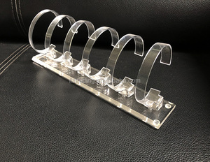 Tùy chỉnh in logo khắc Acrylic đồng hồ hiển thị đứng 6 chủ sở hữu hình dạng dài plexiglass đồng hồ hiển thị đứng cho cửa hàng bán lẻ - Product Image 1