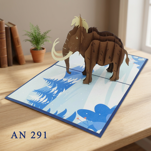 Carte pop-up 3D artisanale en papier découpé, thème Mamouth de l'ère glaciaire, motif animal du Nouvel An, impression offset, artisanat vietnamien par Viet-craft - Product Image 2