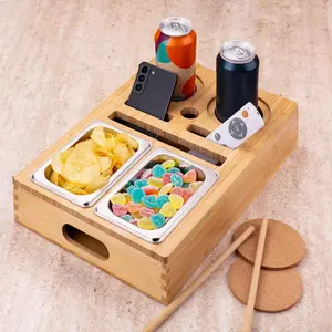 लकड़ी का स्नैक स्टोरेज बॉक्स रिमोट कंट्रोल बियर क्लटर डेस्कटॉप स्टोरेज बॉक्स