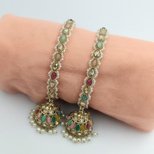 Elegant and Luxurious Gold-Plated Crystal Stone and Pearl Bracelets <b>Set</b> Premium Crystal <b>Bangles</b> Collection - Product Image 2