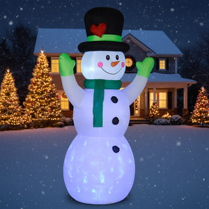 Divertido Muñeco de Nieve Inflable Navideño de 3 Metros con Luces LED, Decoración para Jardín Exterior, Sombrero Negro, Material de PVC - Product Image 2