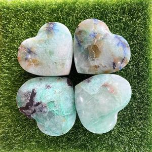 <span class=keywords><strong>Cristallo</strong></span> di Crisocolla Naturale Intagliato con Azurite a Forma di Cuore, Pietra Curativa Energetica per Decorazione Casa e Feng Shui - Product Image 4