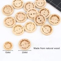 Boutons mélangés en bois, 2 trous, 200 pièces, boutons ronds, symbole de cœur, pour bricolage, couture, artisanat gravé à la main avec amour