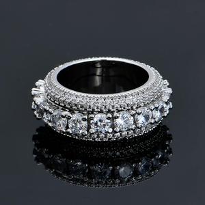 R013 rotatif hommes laiton CZ or argent couleur cubique Zircon anneau glacé <span class=keywords><strong>mode</strong></span> Hip Hop <span class=keywords><strong>bijoux</strong></span> - Product Image 2