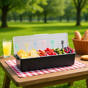 CoolerMaster - Bandeja de Servicio para Condimentos con 6 Compartimentos, Enfriada por Hielo, con Tapa de Plástico, para Bar en Casa - Product Image 2