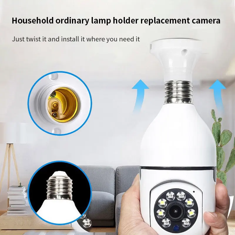 Tuya Smart Baby Pet Monitor 360 Wifi 1080P 3MP Night IR Night Version AI Tracking Security Light Bulb Camera