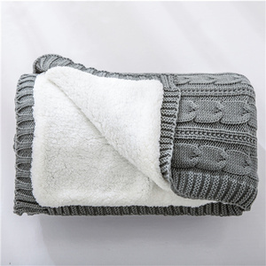 Couverture tricotée chaude et épaisse en acrylique au Crochet Super doux Sherpa Super confortable <span class=keywords><strong>Xeb</strong></span> - Product Image 1