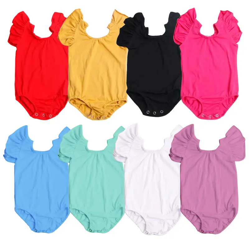 Wholesale cheap comfortable summer newborn infants romper clothes solid cotton jumpsuit short sleeve toddler girl romper unisex