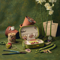 Grüne Blumen Bestickte Schmuckbox Maßgefertigte Samt-Vintage-Schmuckschatulle Luxuriöse Ohrringe-Ring-Verpackung Halsketten-Organizer-Box