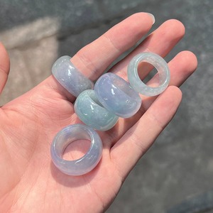 Tự nhiên blueish ngọc Vòng xác thực jadeite Nhẫn ngón tay cái nhẫn trang sức tinh khiết đá thẳng arc cạnh cho nam giới phụ nữ - Product Image 4