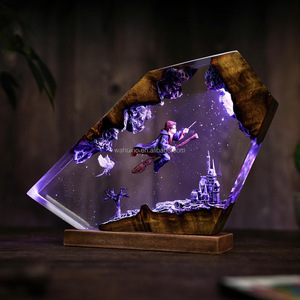 Lampada LED a Forma di Fiore in Resina Epossidica Fatta a Mano, Ornamento Decorativo per la Casa con Personaggio da Scuola di Magia, Fornitore Dropshipping WAHUIHO - Product Image 4