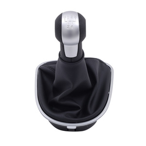 Car Gear <b>Shift</b> <b>Knob</b> 5 6 Speed Leather Matte Silver Electroplating For Seat Altea Lyon II Toledo III - Product Image 4