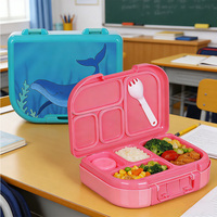 Boîte à lunch bento réutilisable pour enfants, couleur et motif personnalisés, étanche, sans BPA, facile à nettoyer, plus de 3 compartiments