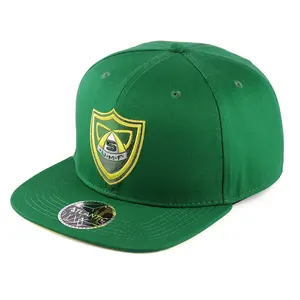 Good quality Youth flat brim clossic cap hat green color cotton material high quality custom snapback cap for sports teams