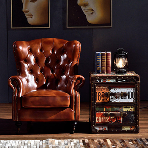 Canapé Chesterfield en cuir ciré antique, design élégant, classique, pour salon, bar, café - Product Image 2