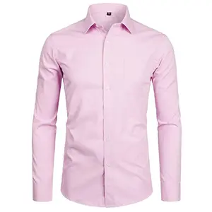 Highly Recommend Customized Men Bamboo Fiber Mixed Fabric Stretch Shirt Solid Color Business Casual Wear Slim Fit Dress Shirts