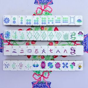 En stock aux États-Unis, livraison gratuite : Ensemble de Mahjong américain moderne personnalisé, 160 tuiles, en acrylique 4 couches à motif bleu, écologique et de luxe - Product Image 5