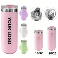 Gobelet isotherme à double paroi en acier inoxydable de 20 oz, anti-fuite, avec couvercle rabattable, tasse à bière, thé, café, lait, bouteille d'eau de 16 oz