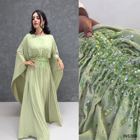 Robe Abaya personnalisée cousue à la main pour femmes, de haute qualité, vintage, en polyester, avec perles et paillettes, verte, pour usage quotidien musulman, vente en gros