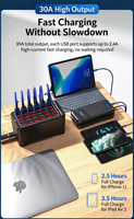 Station de charge USB multi-ports 30 ports, bloc de charge pour ordinateur portable, adaptateur de prise murale, hub de charge rapide