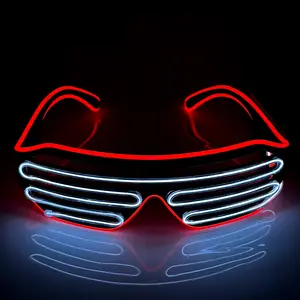 Diskon besar kacamata EL LED berkedip desain baru kacamata hitam menyala untuk pesta Diwali Natal wisuda Paskah