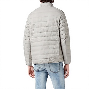 Chaqueta Acolchada para Hombre, Color Gris Claro, Cuello Alto, Cierre de Cremallera, Resistente al Viento, Relleno de Poliéster, Estilo Casual, para Otoño - Product Image 5