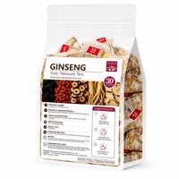 Thé aux cinq trésors au ginseng 5g*30 sachets de thé, Maca, Baies de Goji, Mûre, Dattes rouges, Tisane en sachet refermable, Boisson énergisante