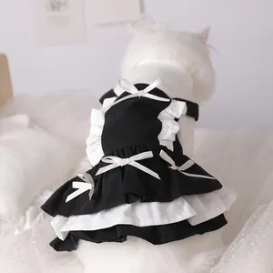 Hot Sell Hoopet Black Maid Outfit Pet Costume Dog Cat Dress Clothes