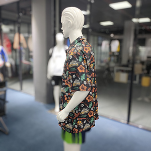 Camisa Hawaiana de Verano para Hombre al por Mayor con Estampado Floral de Calavera Personalizado, Cuello Mao, Abotonadura Sencilla, Transpirable y de Manga Corta - Product Image 2