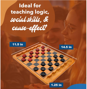 Jeu de dames <span class=keywords><strong>en</strong></span> bois massif pour enfants, 14,5 pouces, ensemble vintage avec rainures encastrées, 24 pions rouges/noirs, écologique, pour la famille - Product Image 3