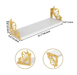 Decoración de la habitación Estantes flotantes de libros de oro blanco Estantes de pared de mariposa - Product Image 2