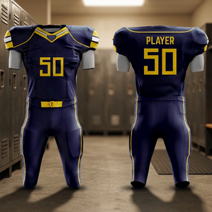 Ensemble de maillots de football américain personnalisés unisexe sans manches col en V imprimé numérique sur le devant respirant anti-humidité en maille taille élastique - Product Image 4