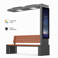 Banc solaire intelligent urbain contemporain avec port de charge sans fil, lumière LED intégrée, WiFi pour la décoration des rues des villes intelligentes modernes