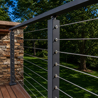 HIMOWAY Nouveau style Garde-corps de balcon en câble métallique avec poteaux en acier inoxydable
