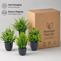 Tanaman Hias Mini Buatan, Pot Plastik Hijau Beraneka Ragam, Pot Abu-abu untuk Kantor Rumah, Dekorasi Ramah Lingkungan, Grosir bunga buatan, tanaman buatan